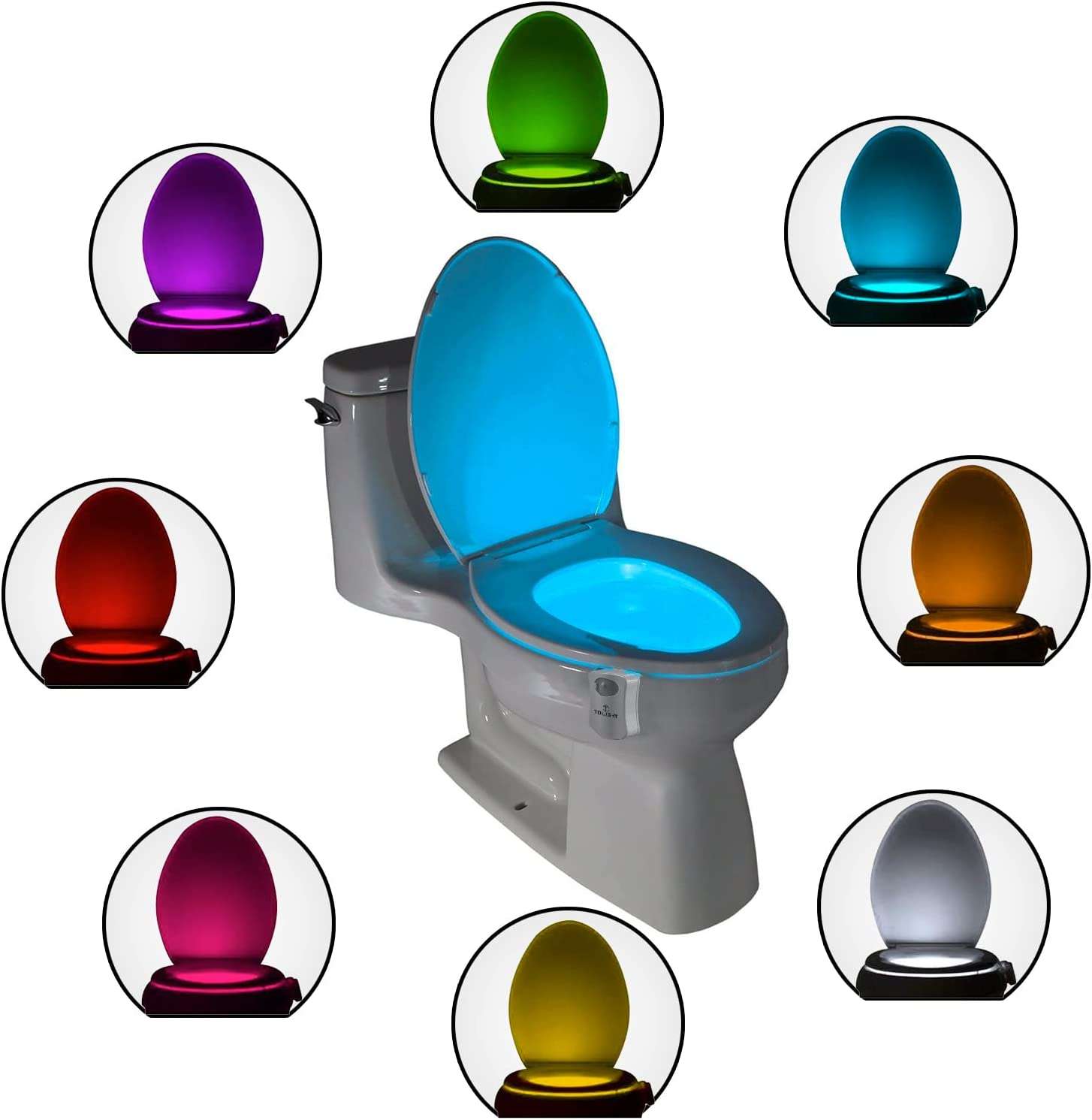 Chunace 2 Pack Toilet Night Lights, 16-Color Changing LED Bowl
